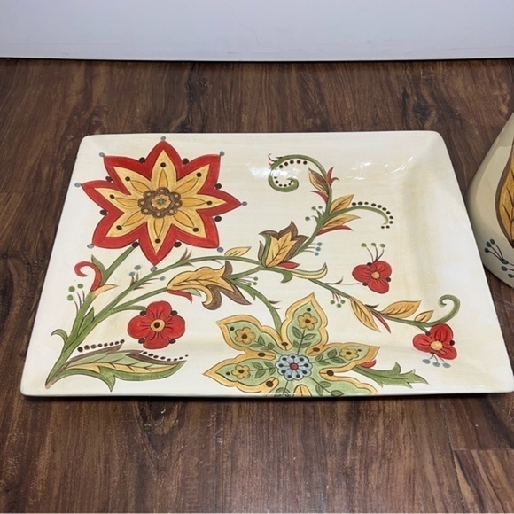 Retired Pier One Imports Carynthum Rectangular Serving platter and Cookie Jar - Picture 2 of 6